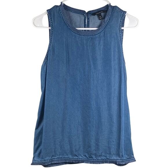 Banana Republic Denim Tank Top Sleeveless Frayed Hem Casual Size XS - Picture 1 of 5